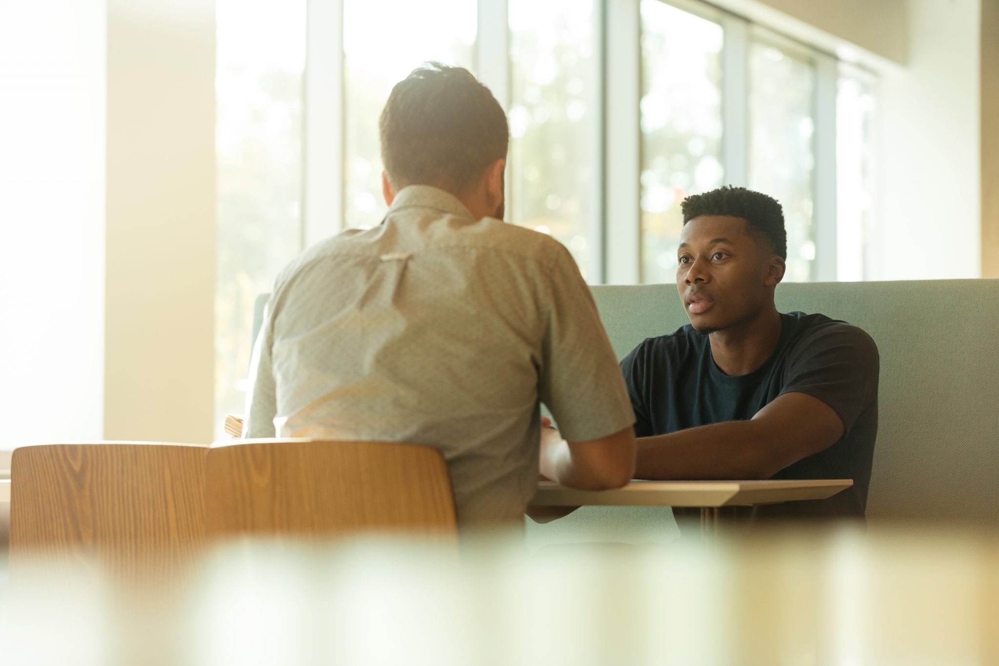 two guys talking